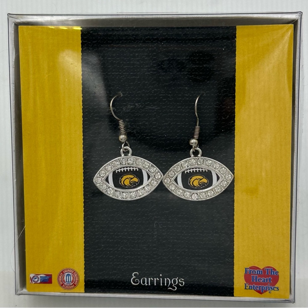 University of Southern Mississippi Miss  Golden Eagles Football Dangle Earrings
